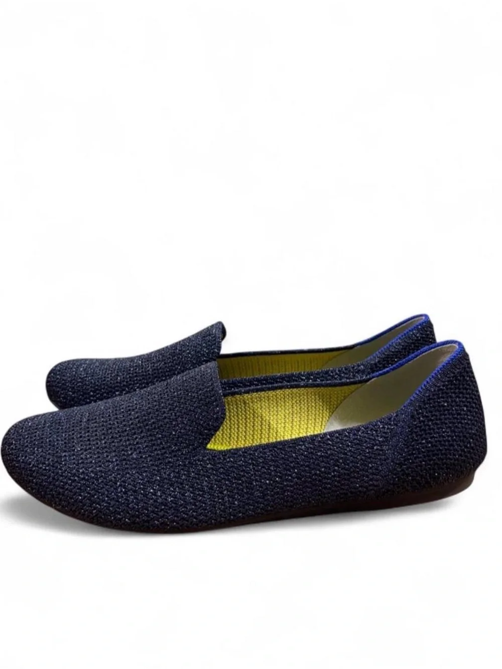 Rothy's Rare Metallic Lattice Stitch Loafers Flats Navy Blue Women’s 7.5